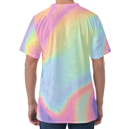 Pastel Holographic Print Men's Velvet T-Shirt