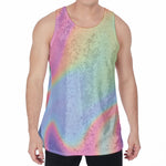 Pastel Holographic Print Men's Velvet Tank Top