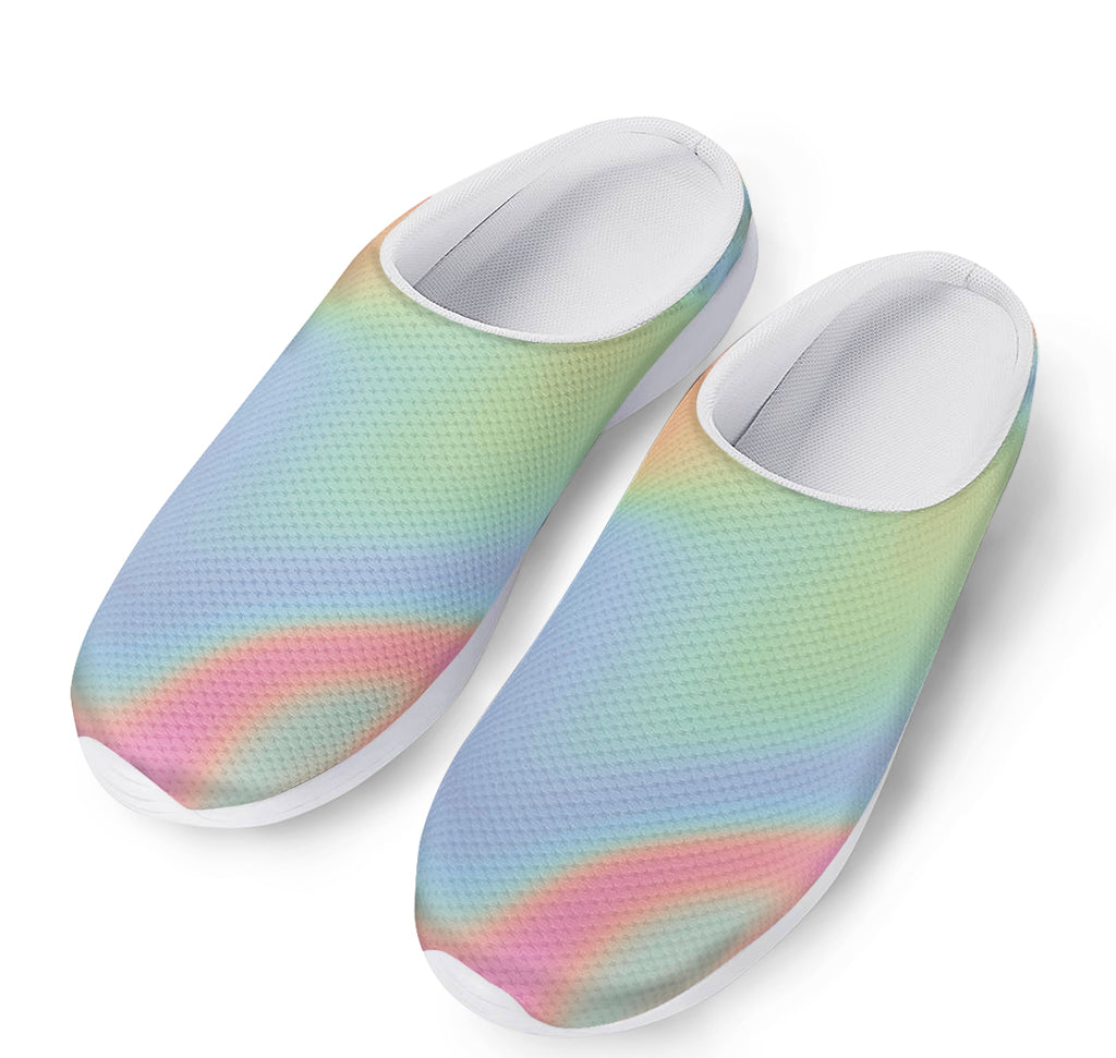 Pastel Holographic Print Mesh Casual Shoes