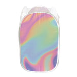Pastel Holographic Print Mesh Laundry Hamper