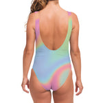 Pastel Holographic Print One Piece Swimsuit