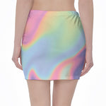 Pastel Holographic Print Pencil Mini Skirt