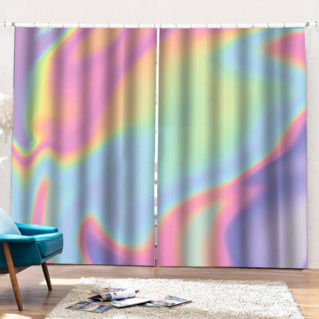 Pastel Holographic Print Pencil Pleat Curtains