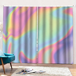 Pastel Holographic Print Pencil Pleat Curtains