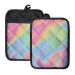 Pastel Holographic Print Pot Holders With Pocket