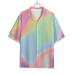 Pastel Holographic Print Rayon Hawaiian Shirt