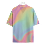 Pastel Holographic Print Rayon Hawaiian Shirt