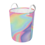 Pastel Holographic Print Round Laundry Basket
