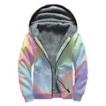 Pastel Holographic Print Sherpa Lined Zip Up Hoodie