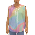 Pastel Holographic Print Sleeveless Baseball Jersey