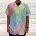 Pastel Holographic Print Textured Short Sleeve Shirt