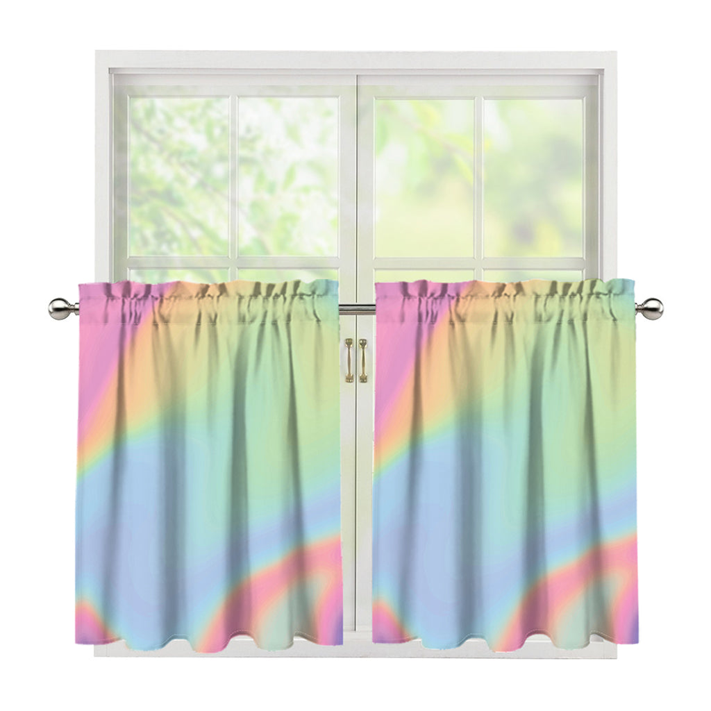 Pastel Holographic Print Tier Curtains