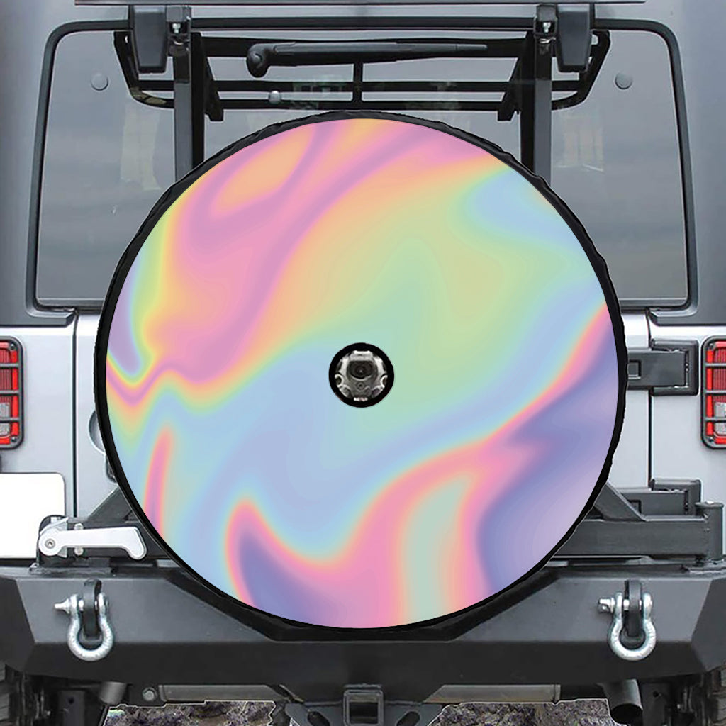 Pastel Holographic Print Tire Cover With Camera Hole