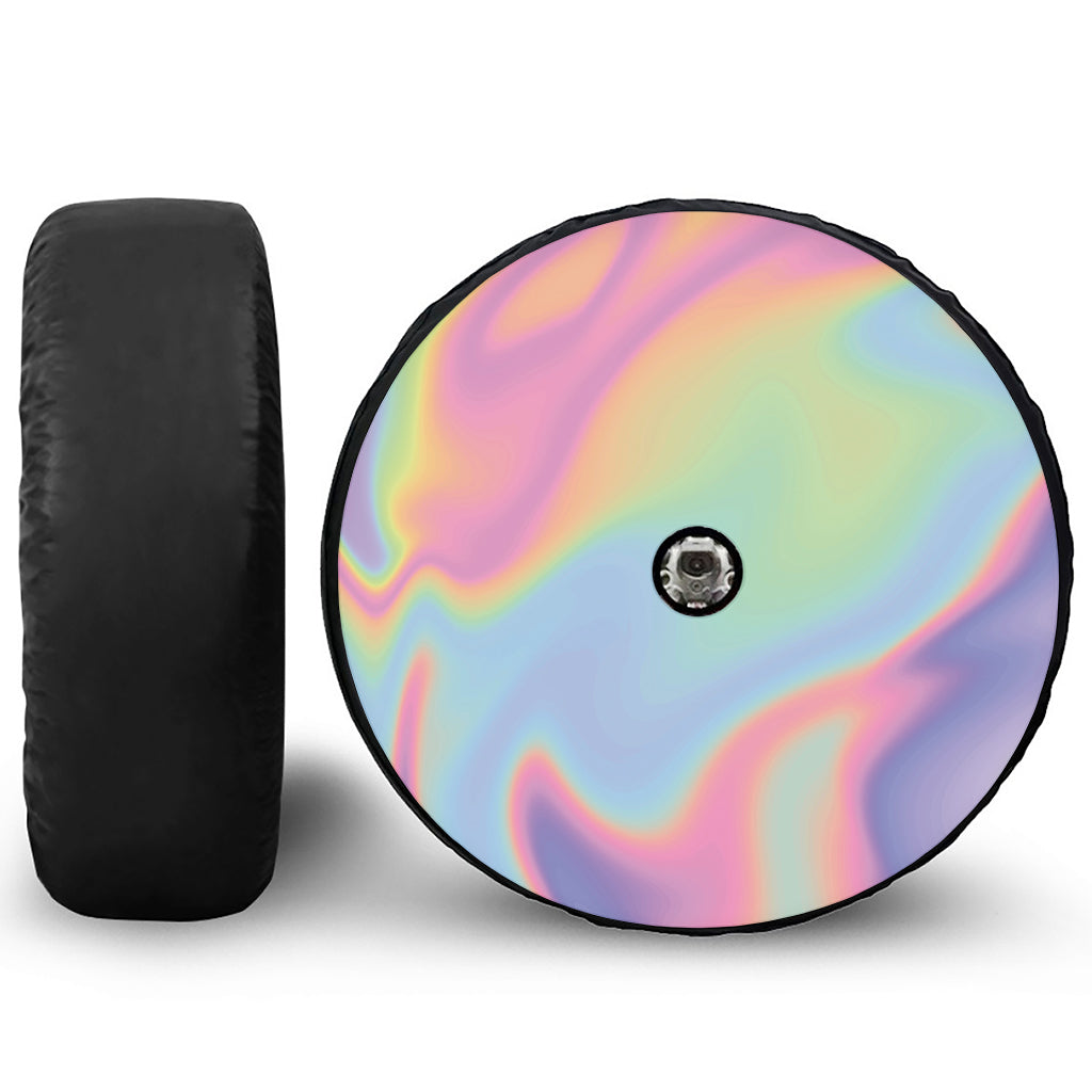 Pastel Holographic Print Tire Cover With Camera Hole