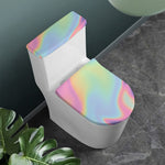 Pastel Holographic Print Toilet Lid And Tank Cover Set