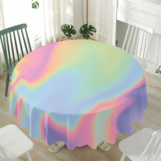 Pastel Holographic Print Waterproof Round Tablecloth