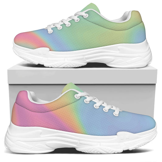 Pastel Holographic Print White Chunky Shoes