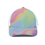 Pastel Holographic Print White Mesh Trucker Cap