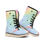 Pastel Holographic Print Winter Boots