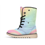 Pastel Holographic Print Winter Boots
