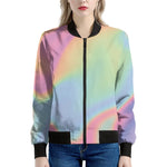 Pastel Holographic Print Women's Bomber Jacket