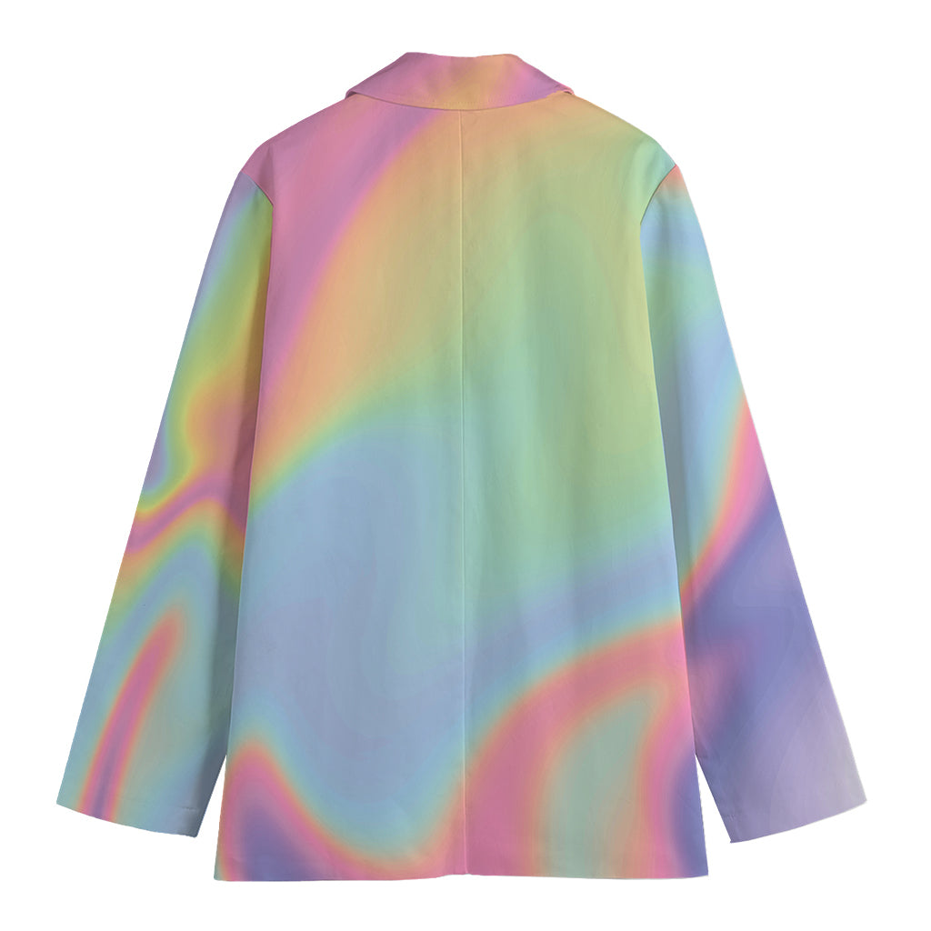Pastel Holographic Print Women's Cotton Blazer