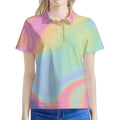 Pastel Holographic Print Women's Polo Shirt