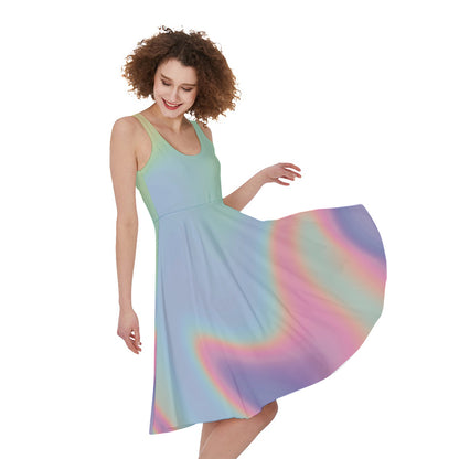 Pastel Holographic Print Women's Sleeveless Dress