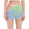 Pastel Holographic Print Women's Split Running Shorts