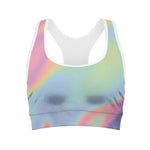 Pastel Holographic Print Women's Sports Bra