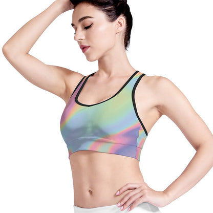 Pastel Holographic Print Women's Sports Bra