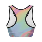 Pastel Holographic Print Women's Sports Bra