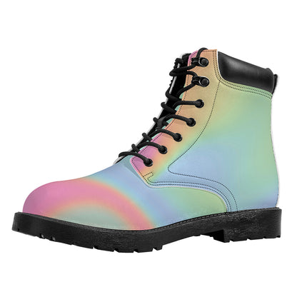 Pastel Holographic Print Work Boots