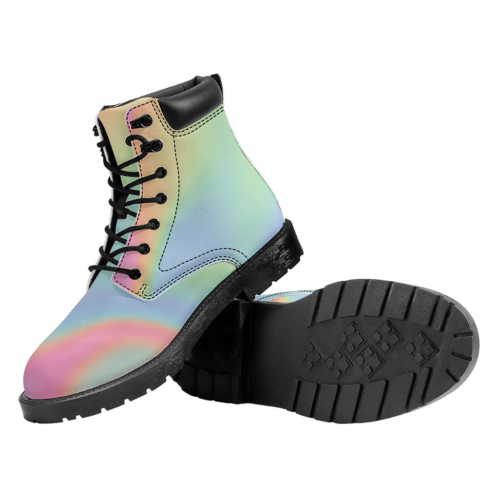Pastel Holographic Print Work Boots