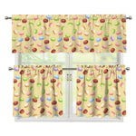 Pastel Macaron Pattern Print 3 Piece Kitchen Curtains