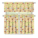 Pastel Macaron Pattern Print 3 Piece Kitchen Curtains