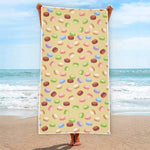 Pastel Macaron Pattern Print Beach Towel