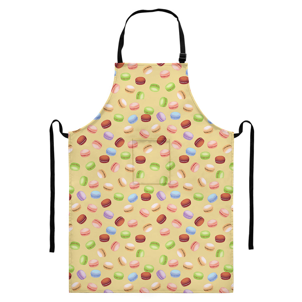 Pastel Macaron Pattern Print Bib Apron With Pocket