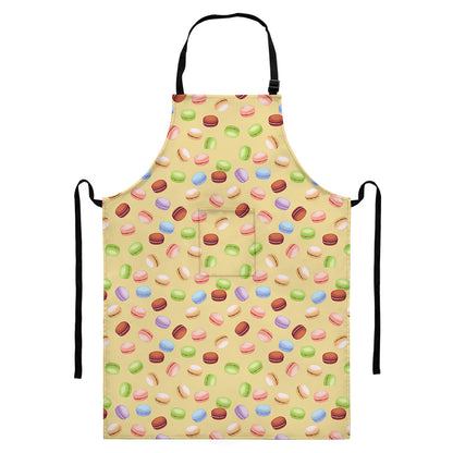 Pastel Macaron Pattern Print Bib Apron With Pocket
