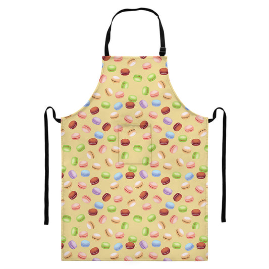 Pastel Macaron Pattern Print Bib Apron With Pocket