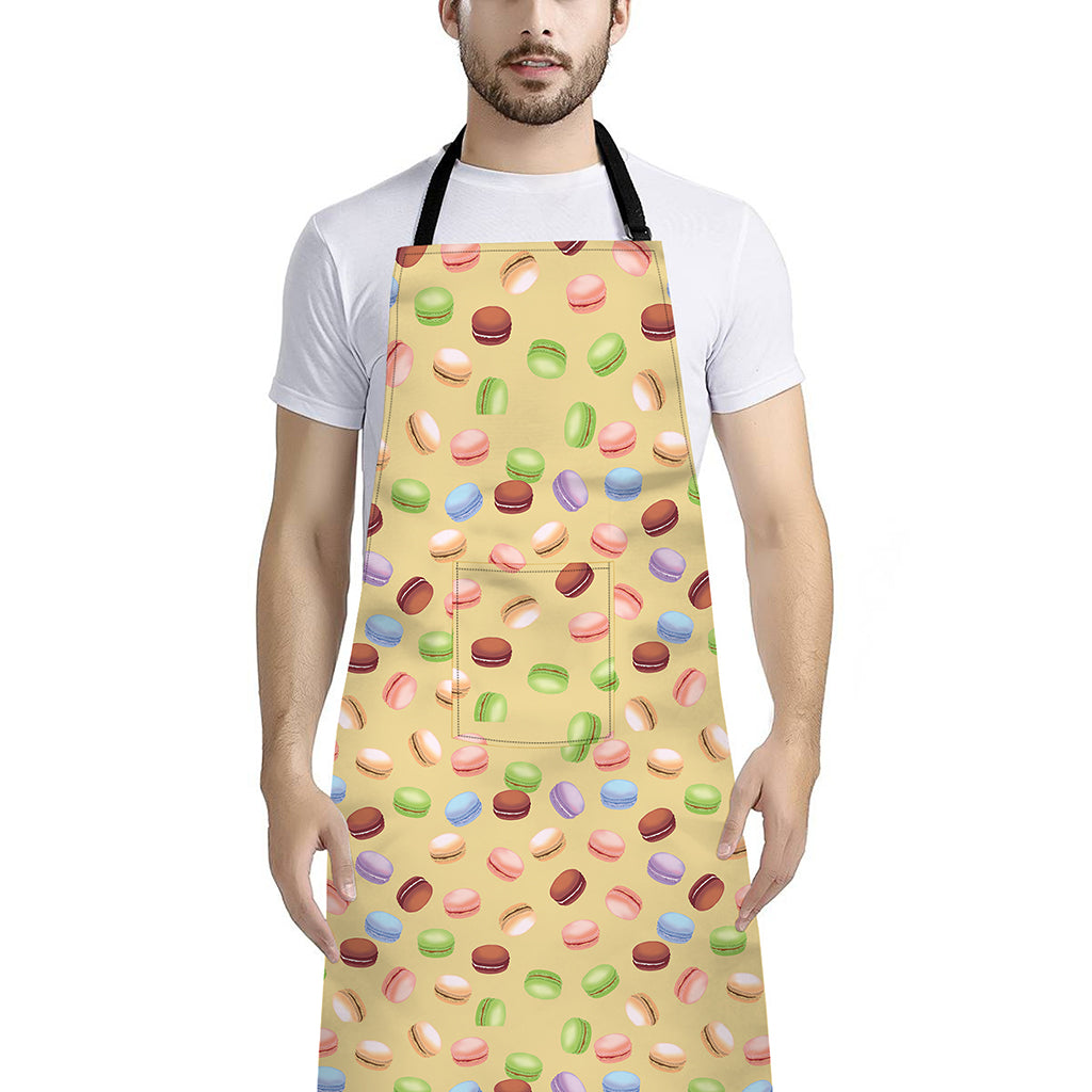 Pastel Macaron Pattern Print Bib Apron With Pocket