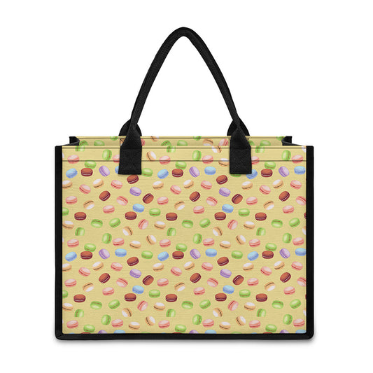 Pastel Macaron Pattern Print Canvas Tote Bag