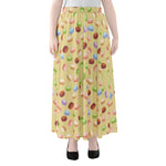 Pastel Macaron Pattern Print Chiffon Maxi Skirt