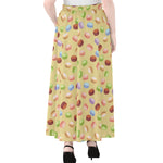 Pastel Macaron Pattern Print Chiffon Maxi Skirt