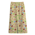 Pastel Macaron Pattern Print Cotton Front Slit Maxi Skirt