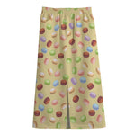 Pastel Macaron Pattern Print Cotton Front Slit Maxi Skirt