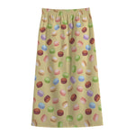 Pastel Macaron Pattern Print Cotton Front Slit Maxi Skirt