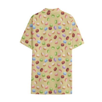 Pastel Macaron Pattern Print Cotton Hawaiian Shirt