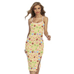 Pastel Macaron Pattern Print Cross Back Cami Dress