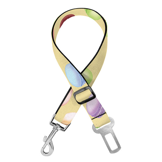 Pastel Macaron Pattern Print Dog Seat Belt